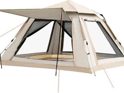 Instant Pop Up Camping Tent for 4-6 Person, 2 Mesh Windows & 2 Doors, Easy Set Up with Vestibule & Rainfly