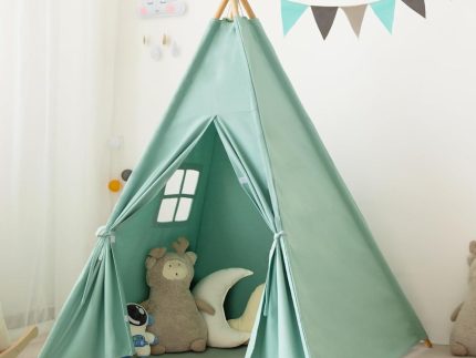 Teepee Tent for Kids-Portable Children Play Tent Indoor Outdoor (Green)