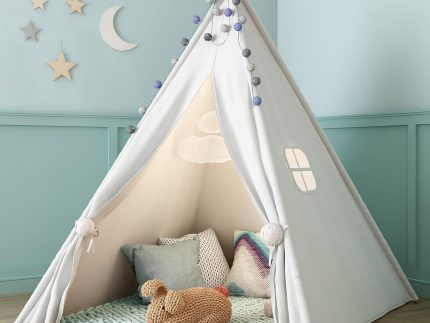 Kids Teepee Tent for Kids, Kid Play Tents for Girls & Boys, Gifts Playhouse for Indoor Outdoor Games, Toddler Toys House for Baby (Tee Pee for Child)
