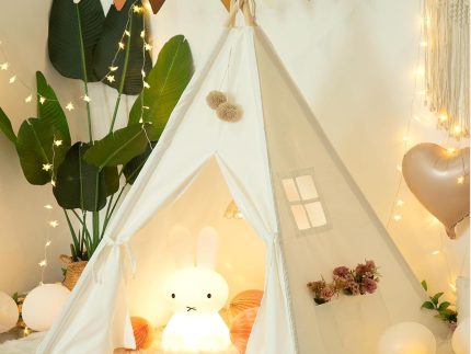 Teepee Tent for Kids-Portable Children Play Tent Indoor Outdoor (White)